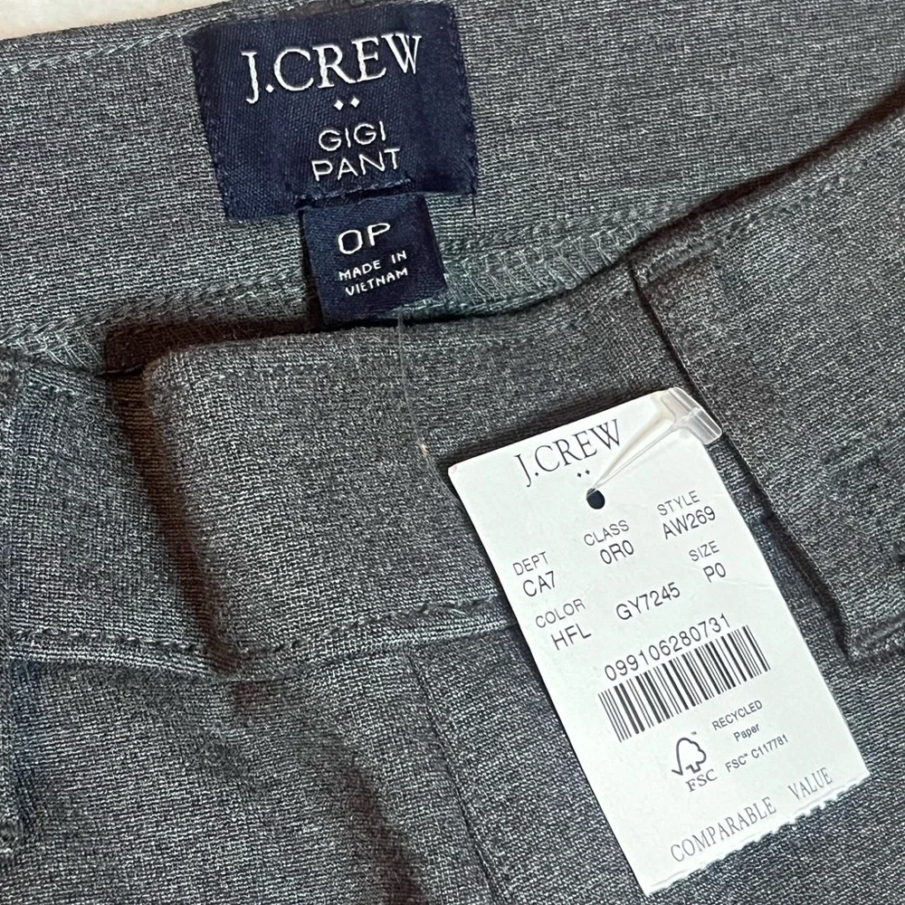 J. Crew NWT Grey‎ Gigi Ponte Pants Size 0P